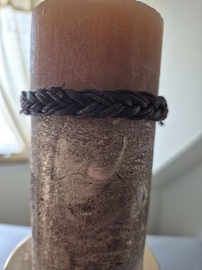 Braided Dark Brown Leather Bracelet - Unbranded